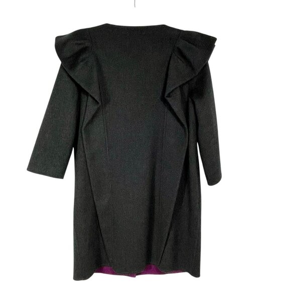 NWOT Vintage Ports 1961 Wool Cashmere Ruffle Coat Charcoal Gray Purple Womens 10 - Picture 4 of 15
